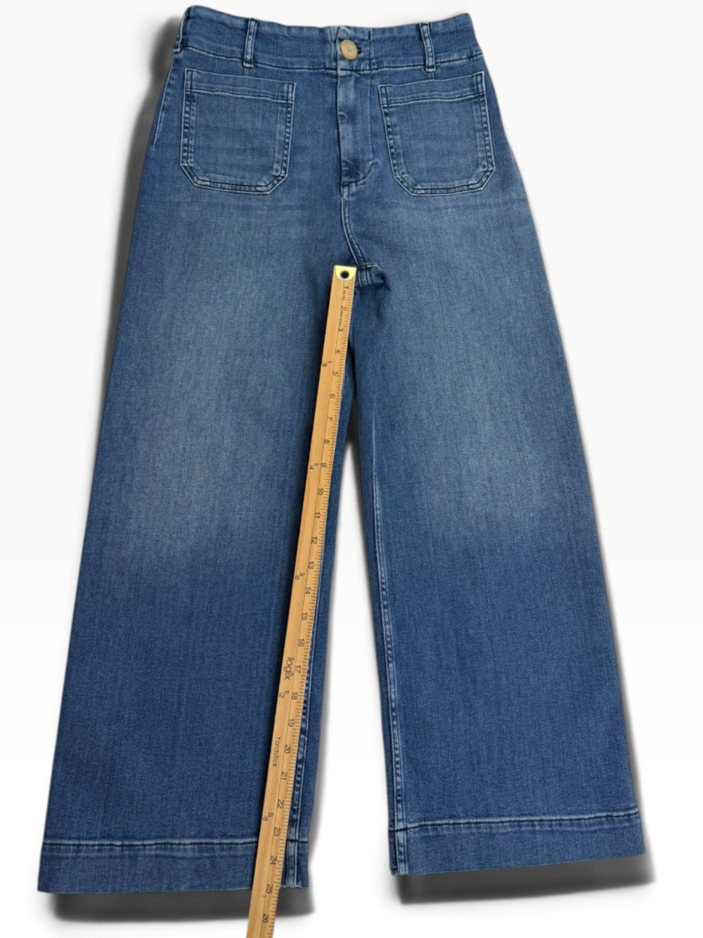 Maeve Anthropologie Colette Crop High Rise Wide Leg Jeans Medium Wash Size 29 - Picture 11 of 11